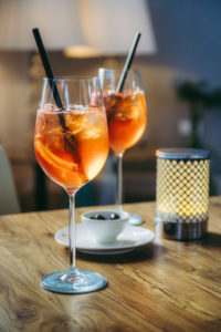 Sprits in a glass with straws