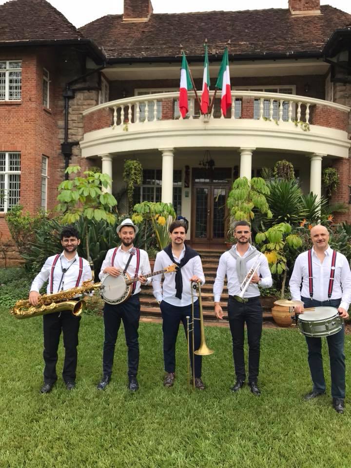 Mustacchi Bros outside the Italian Ambassador's residence